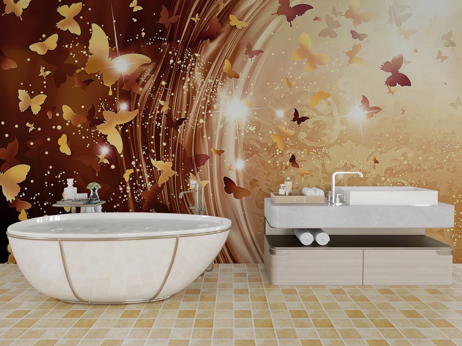 Fototapeta kučery a motýle