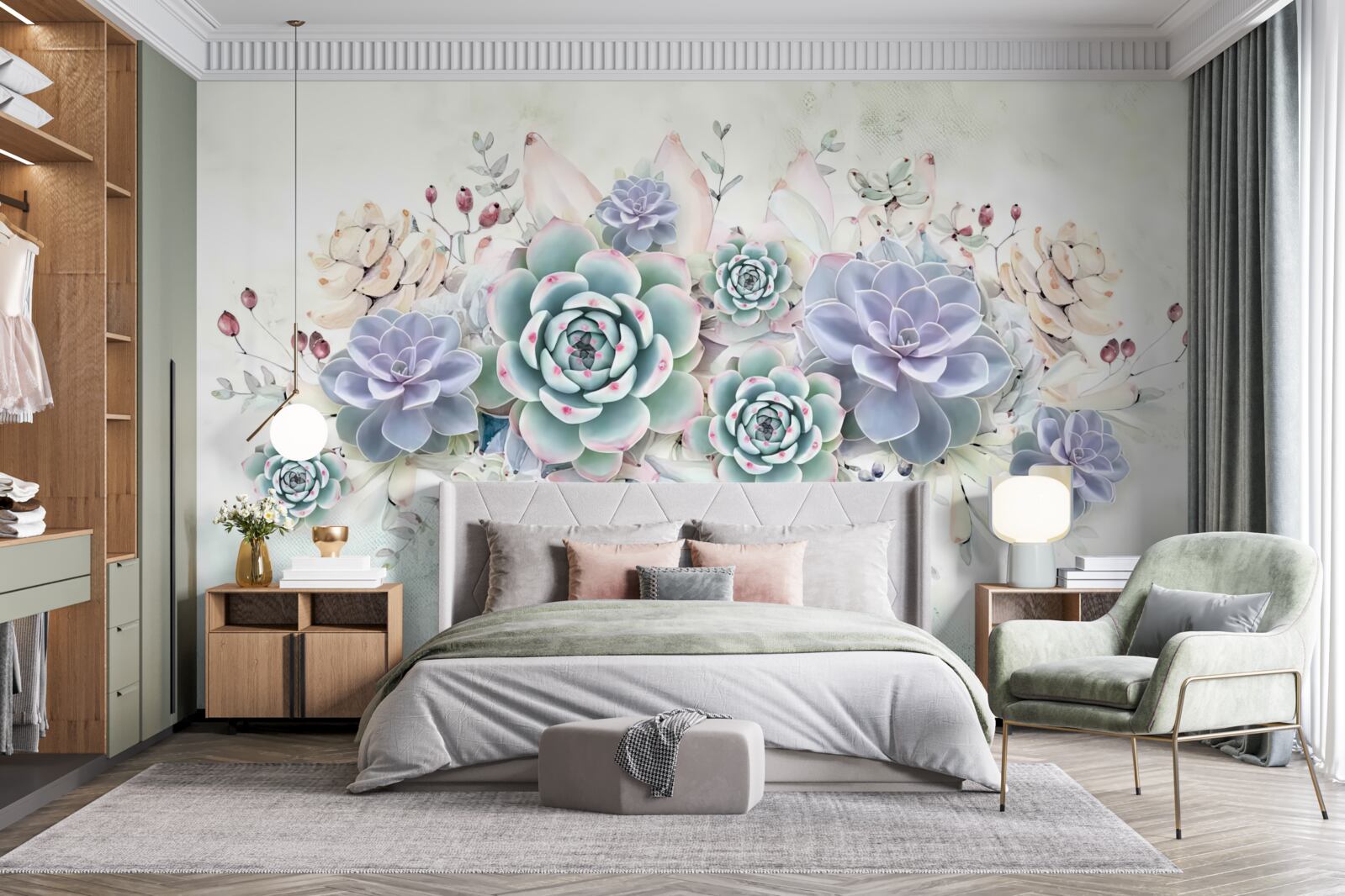 Fototapeta na svetlom pozadí sú modré kvety