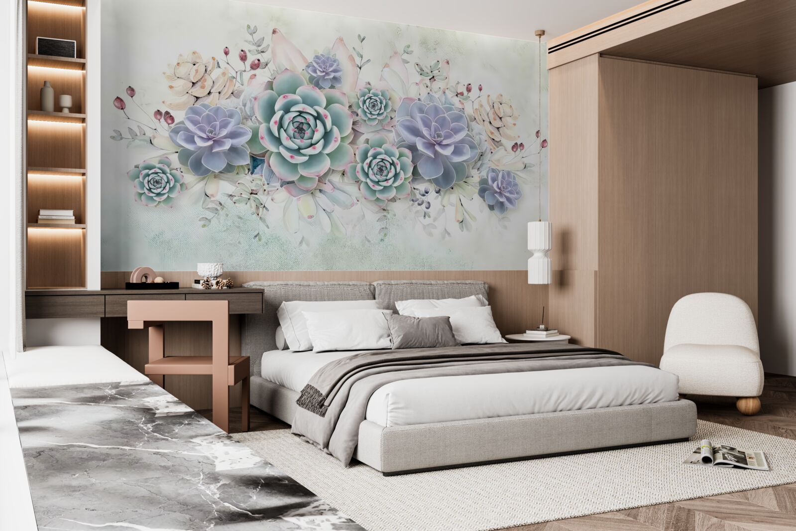 Fototapeta na svetlom pozadí sú modré kvety