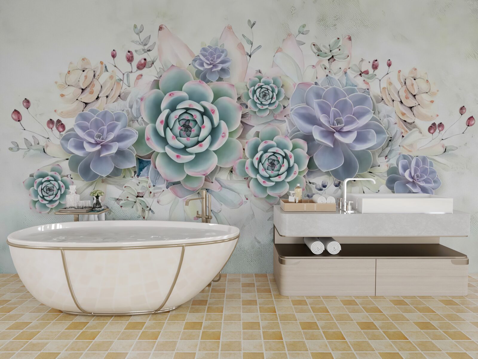 Fototapeta na svetlom pozadí sú modré kvety