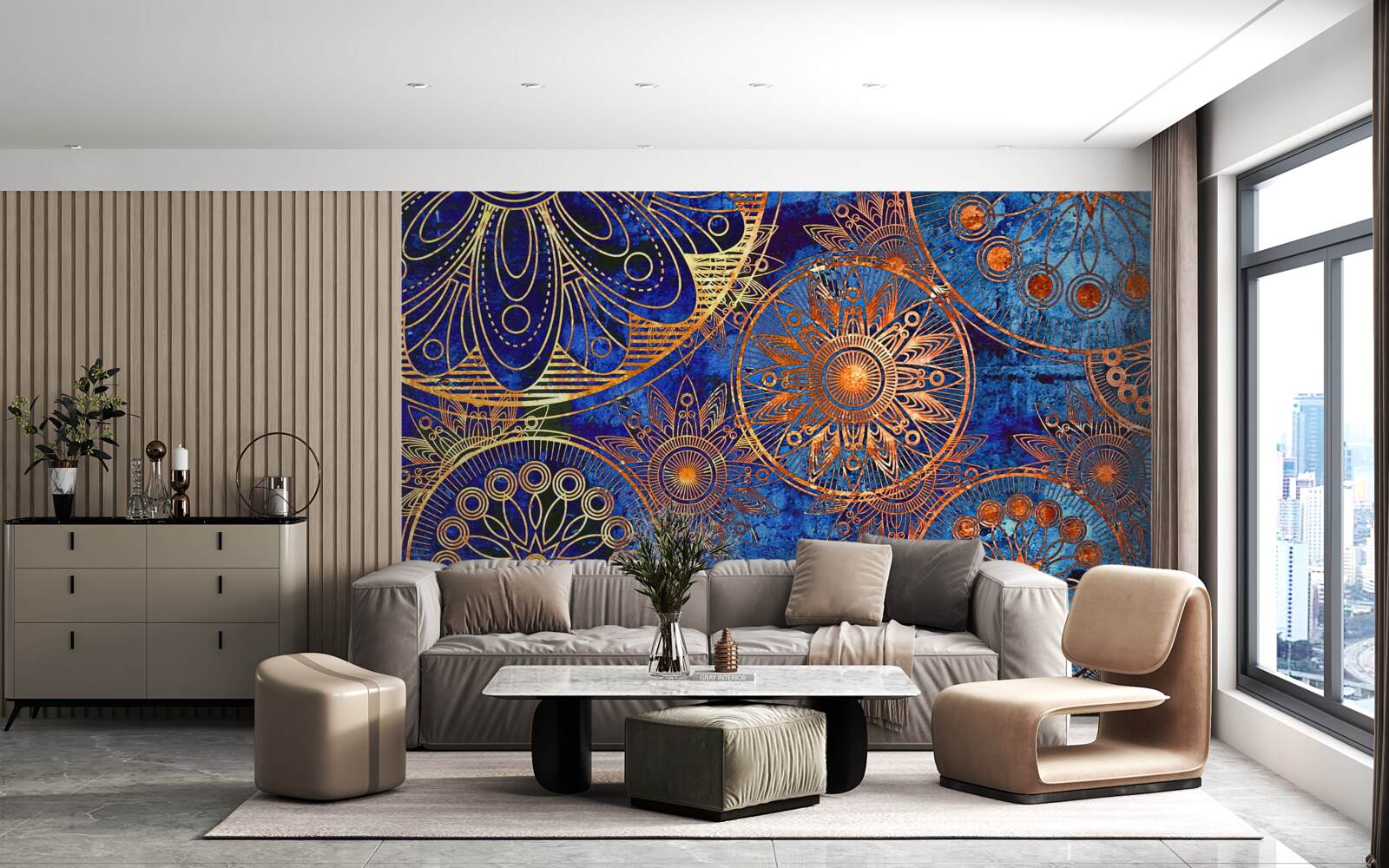 Fototapeta rôzne vlnité zlaté kruhy