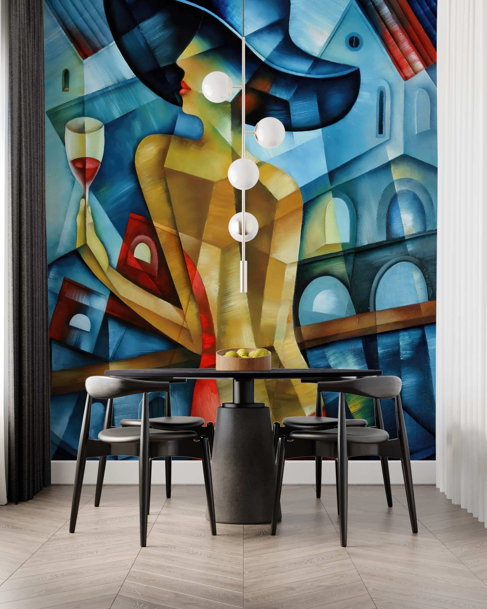 Fototapeta dáma v klobúku s pohárom v ruke