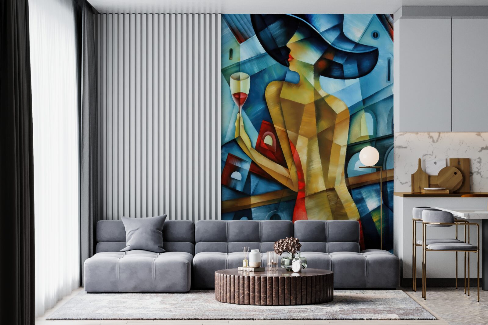 Fototapeta dáma v klobúku s pohárom v ruke