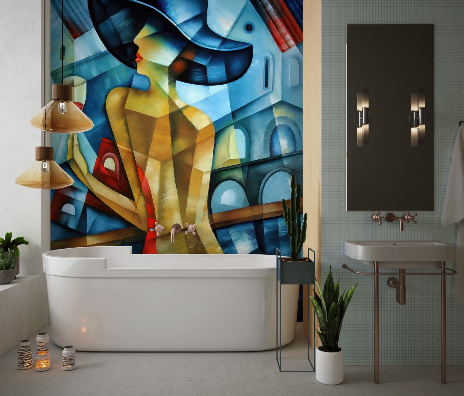 Fototapeta dáma v klobúku s pohárom v ruke