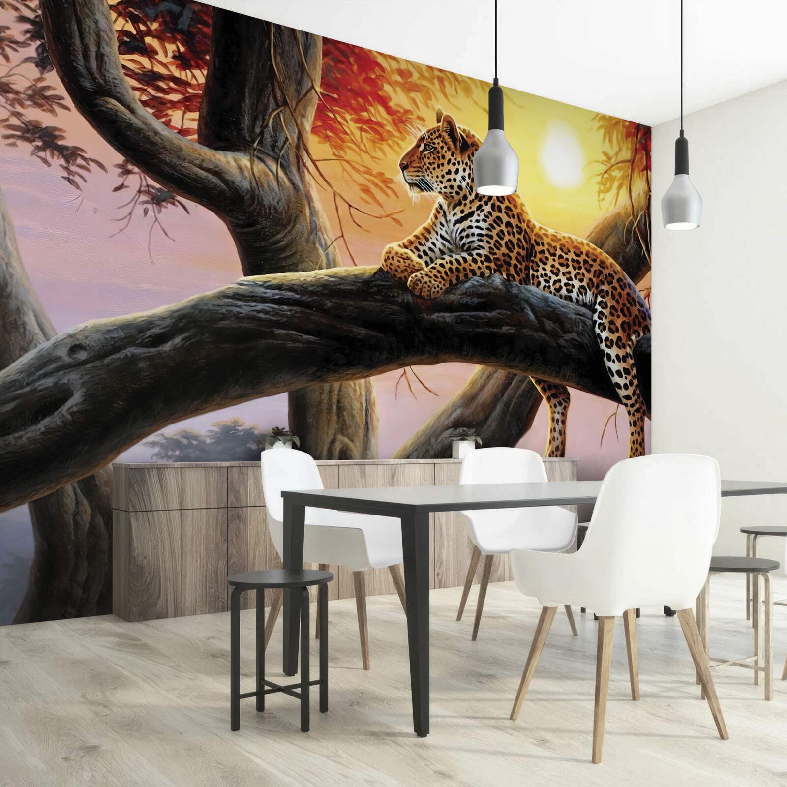 Fototapeta leopard sedel na strome a užíval si oddych