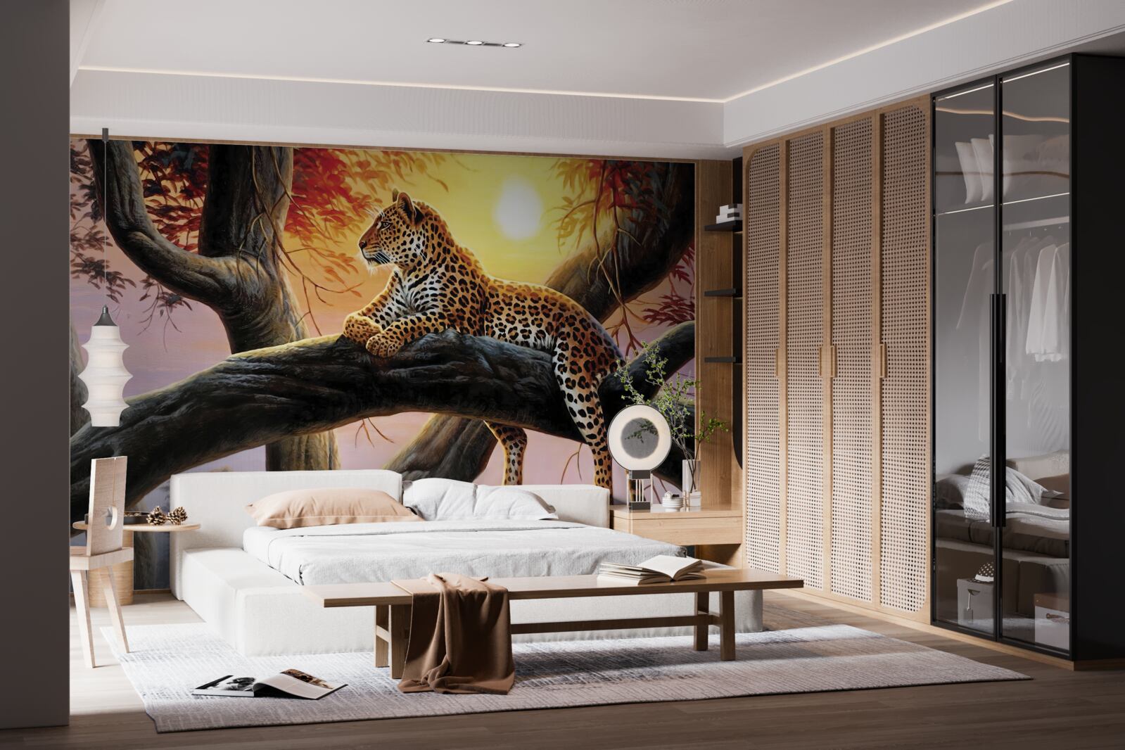 Fototapeta leopard sedel na strome a užíval si oddych