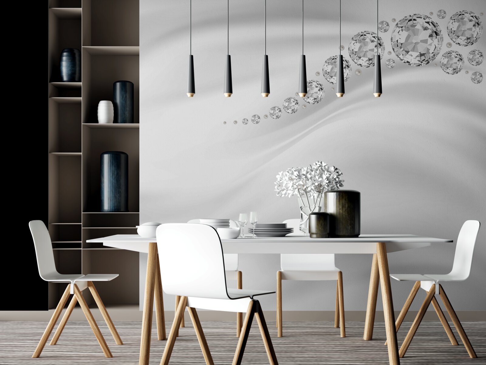 Fototapeta snehovo sfarbené vlny a vzácne minerály