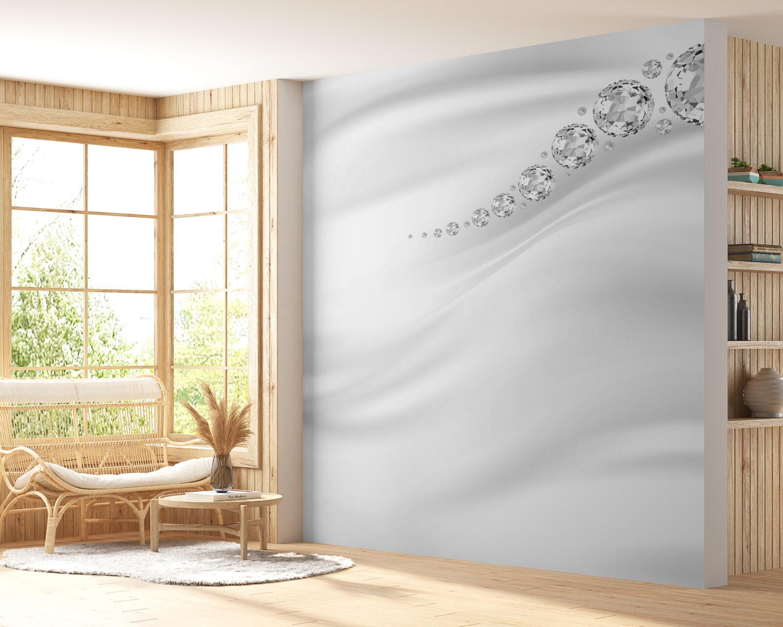 Fototapeta snehovo sfarbené vlny a vzácne minerály