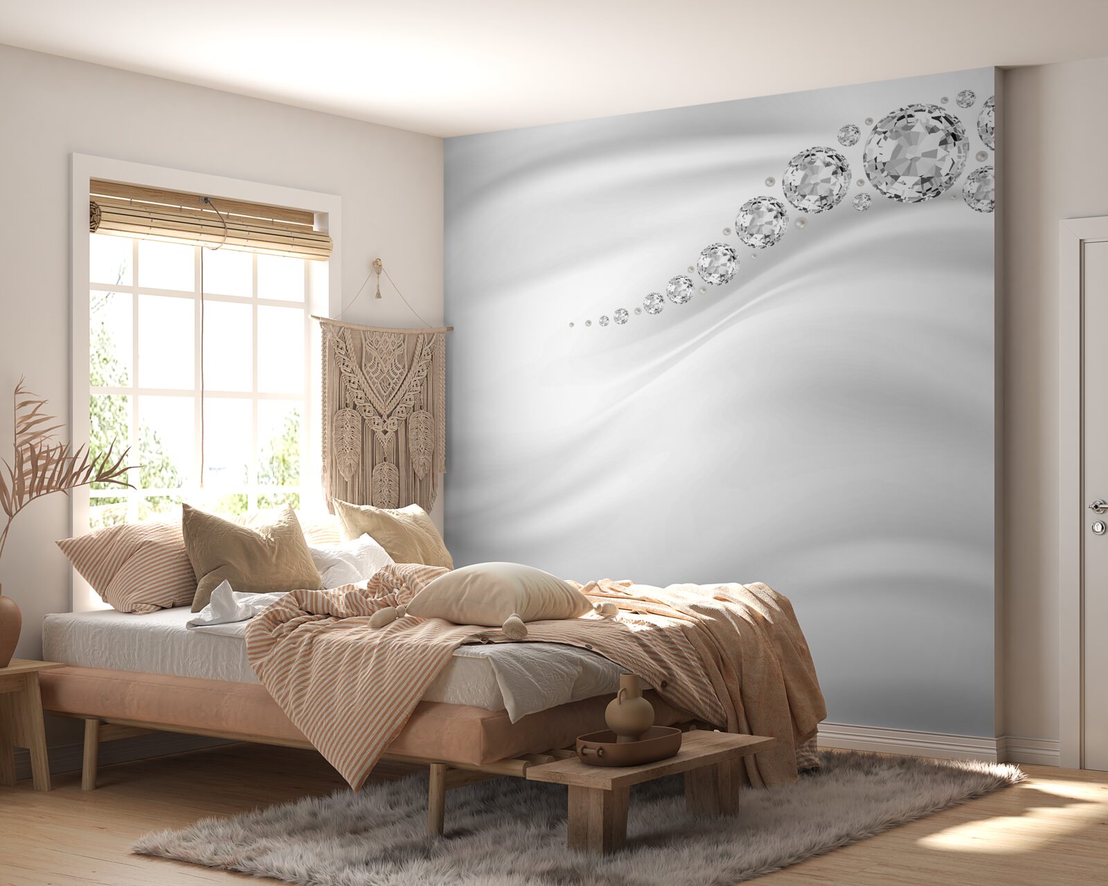 Fototapeta snehovo sfarbené vlny a vzácne minerály