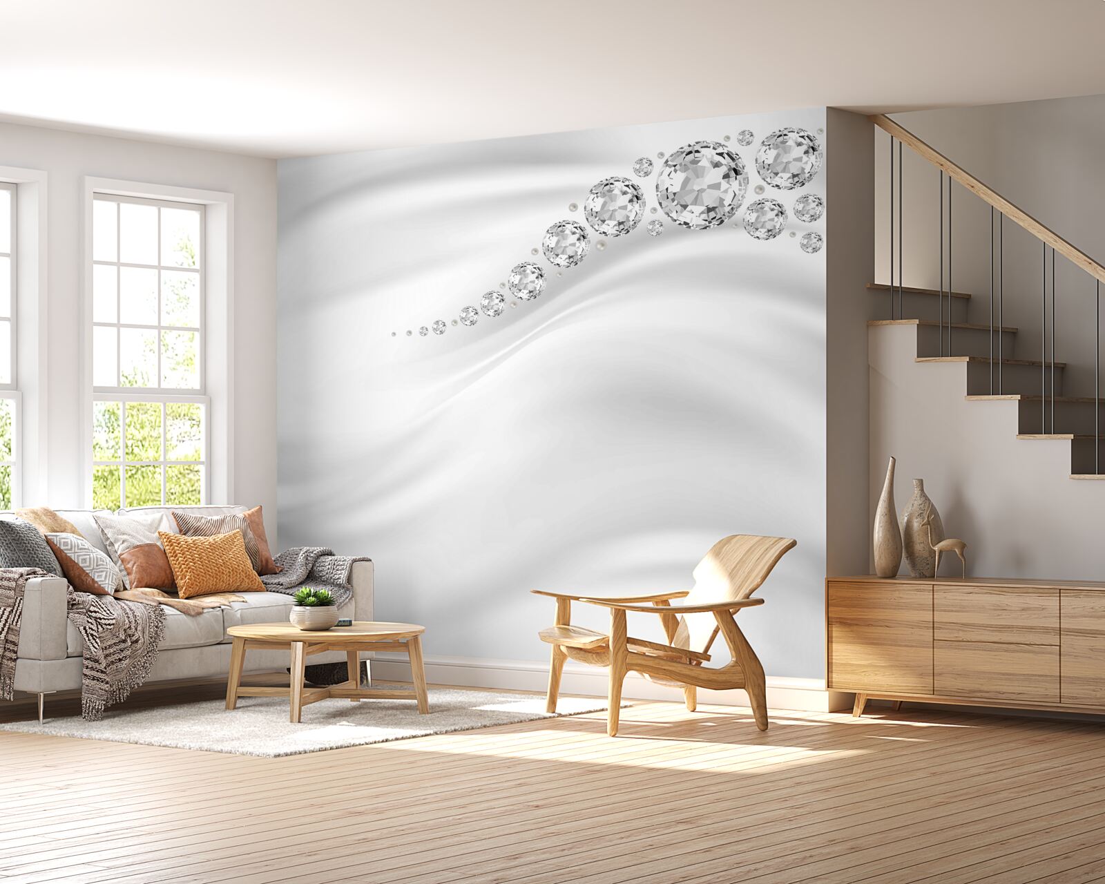 Fototapeta snehovo sfarbené vlny a vzácne minerály