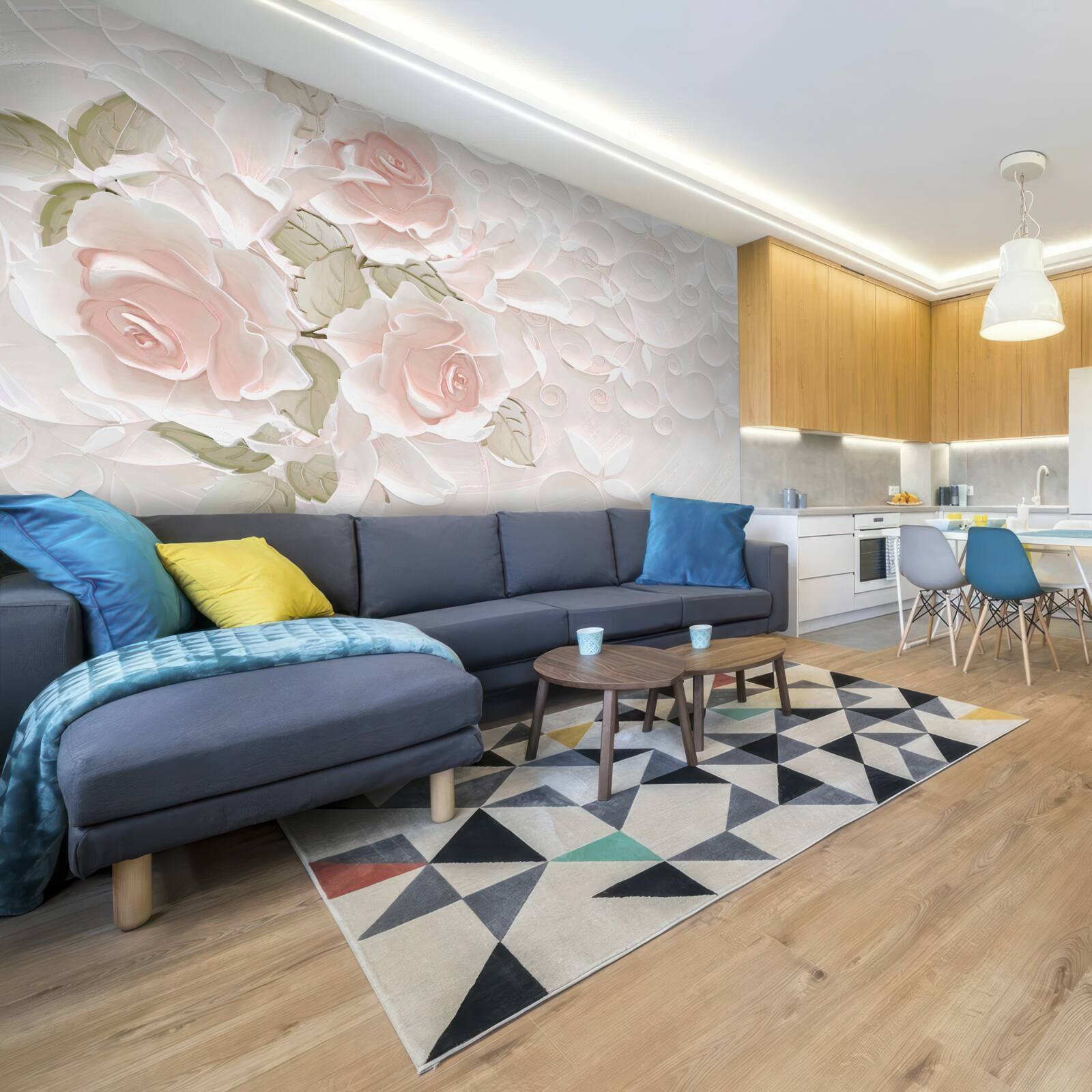 Fototapeta bledé ruže na bledej stene