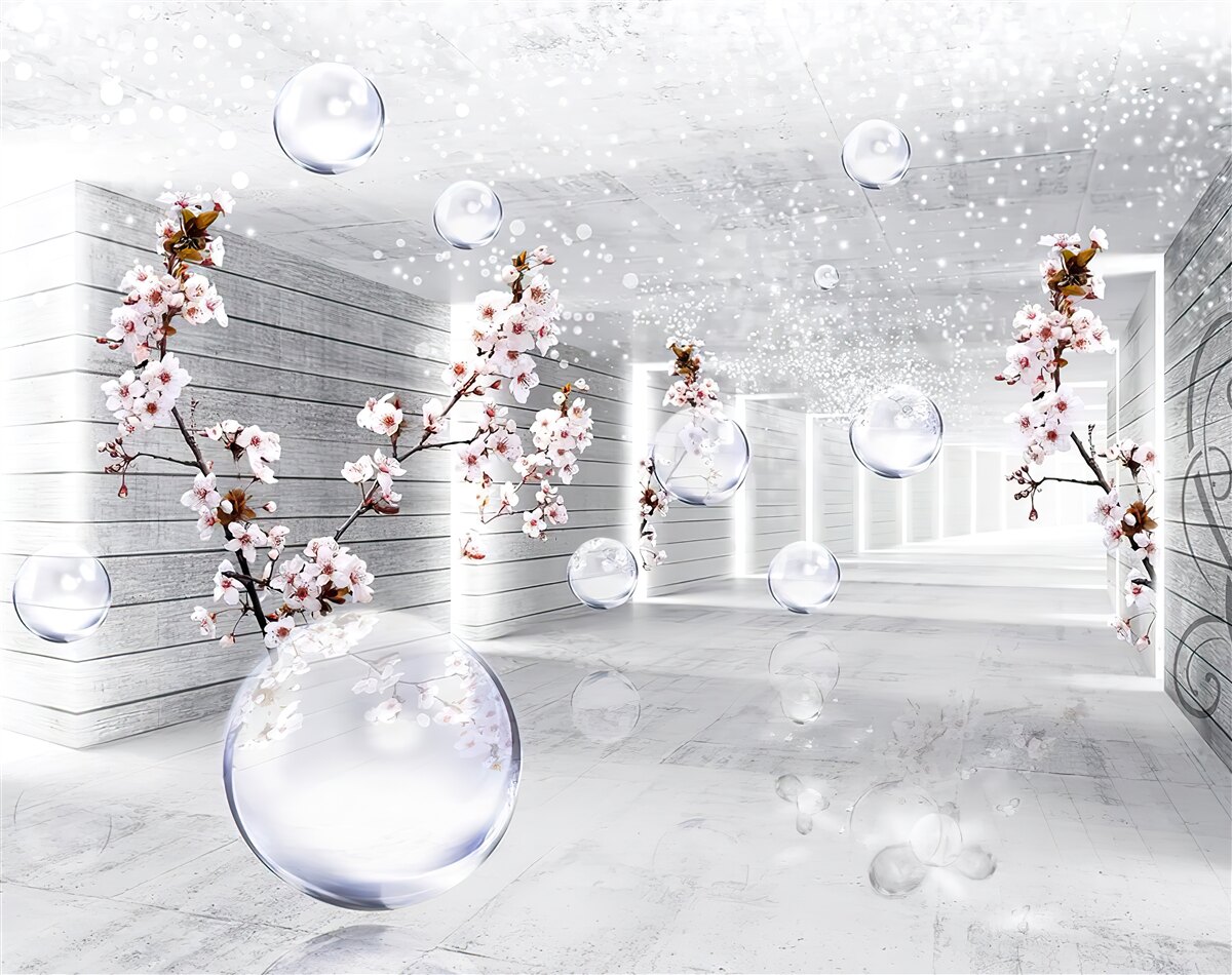 Fototapeta kruhy a konáre s kvetmi, cez ktoré je vidieť