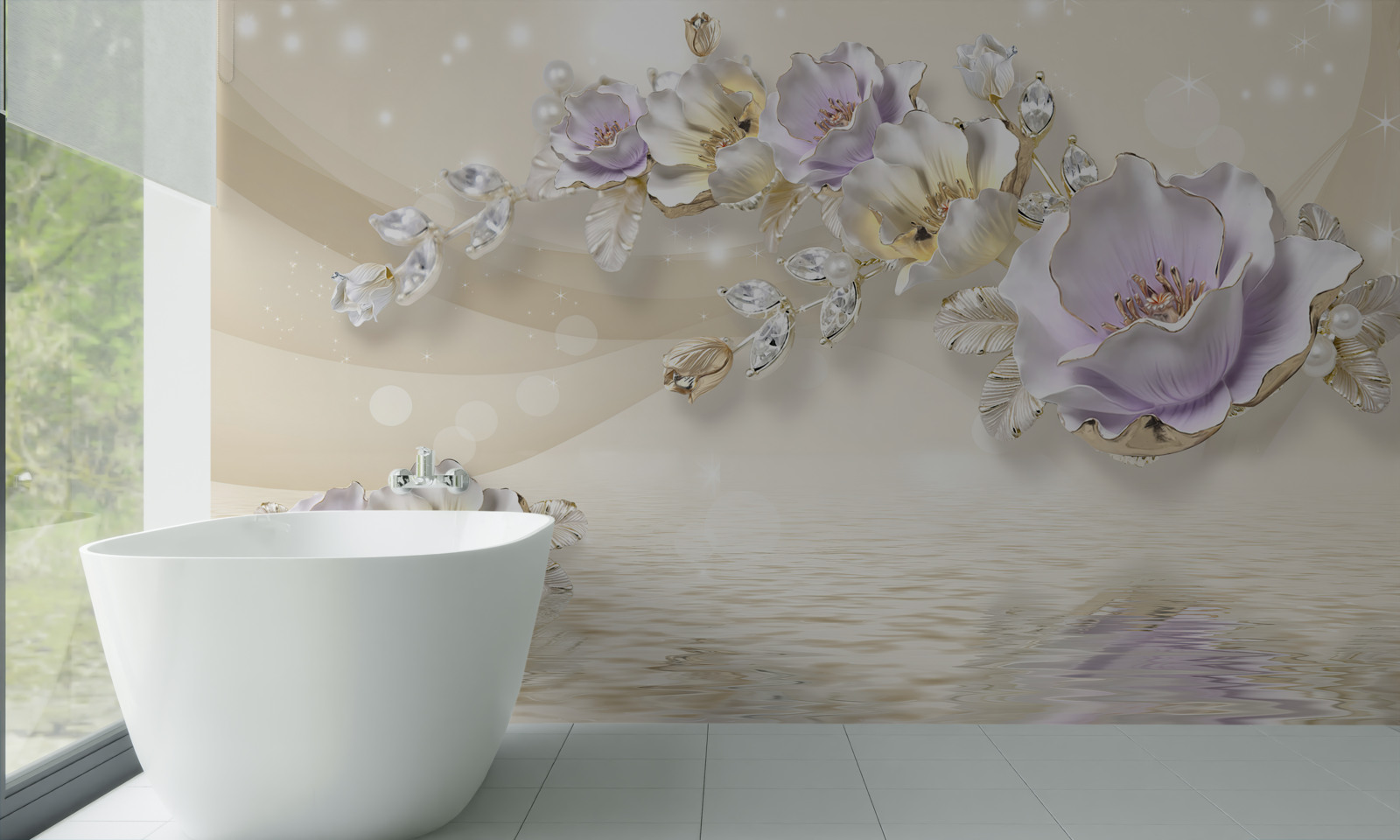 Fototapeta fialové a krémové kvety