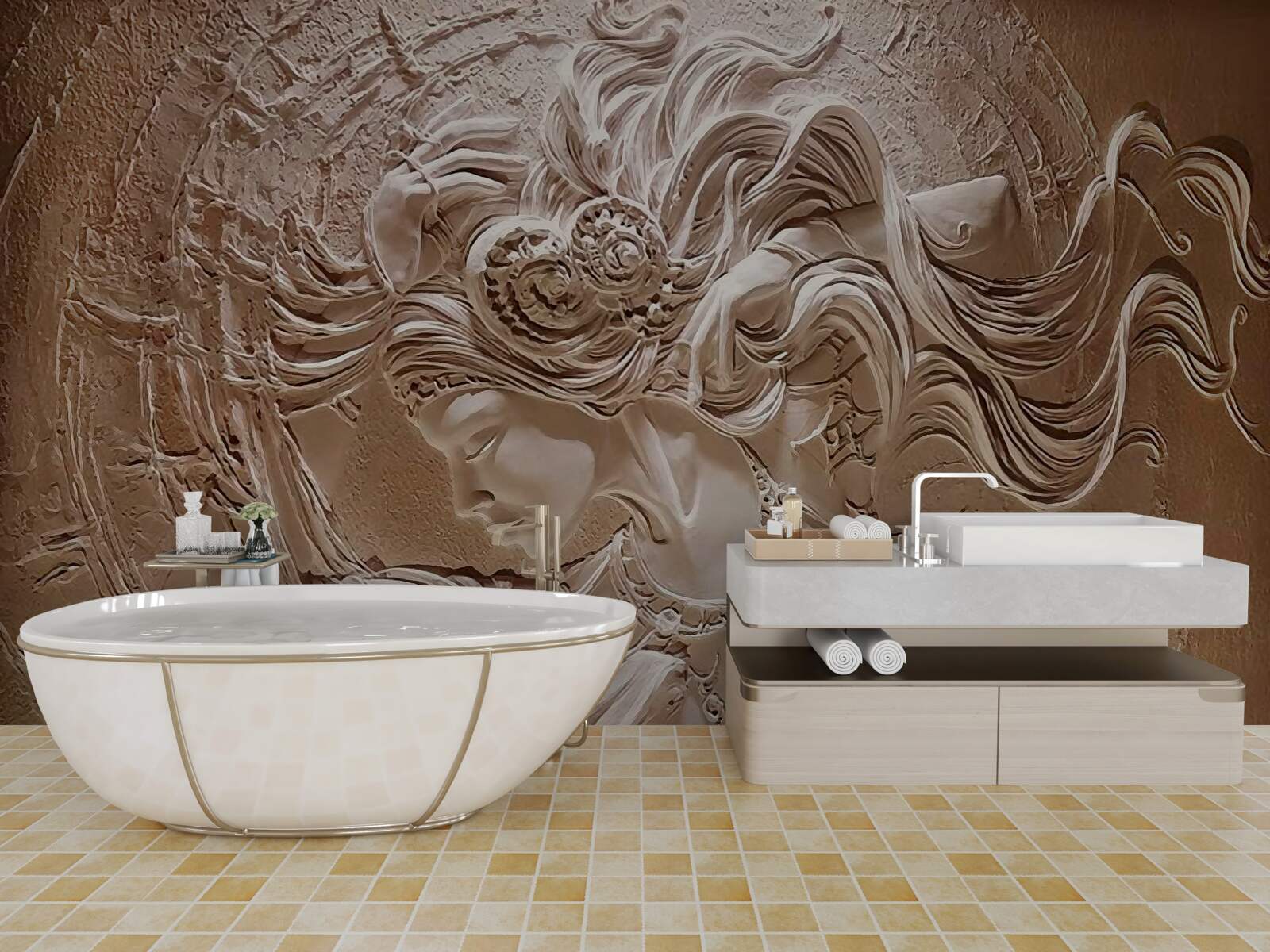 Fototapeta obraz dievčaťa v basreliéfe