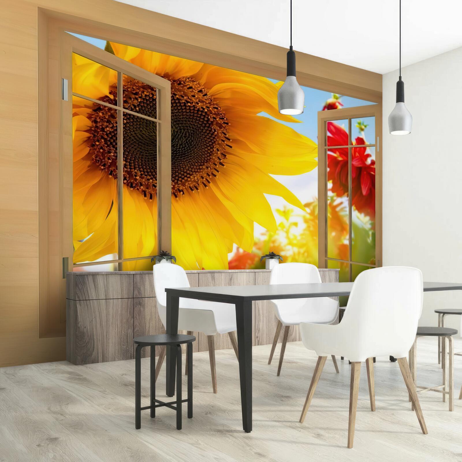 Fototapeta veľké kvety vyzerajú z okna