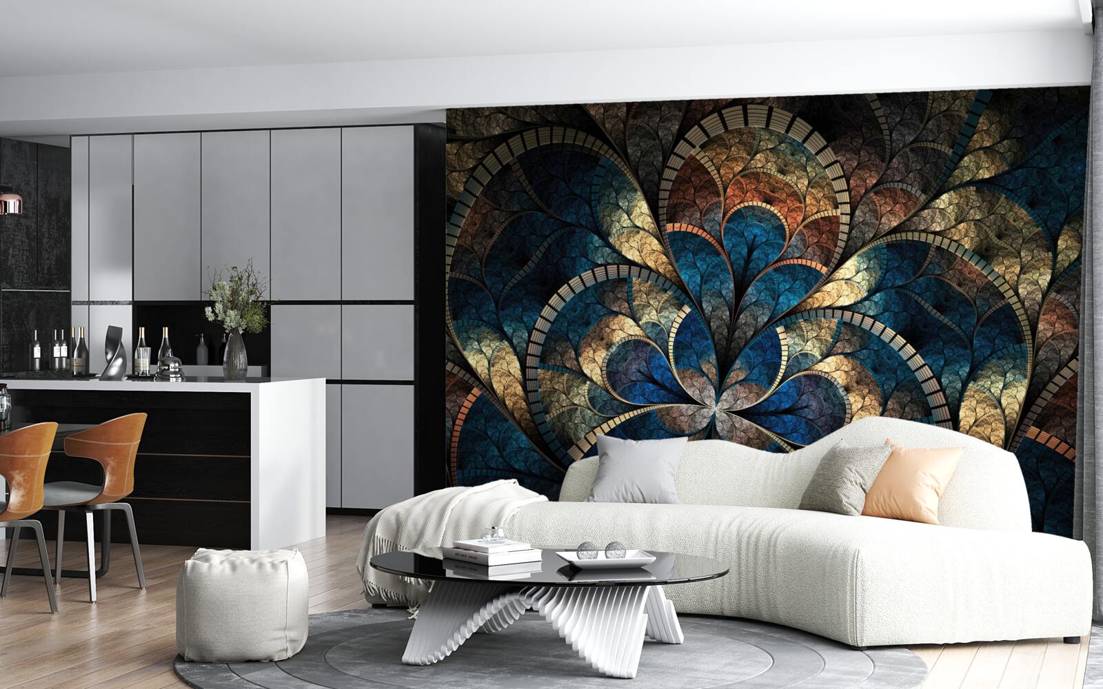 Fototapeta tmavomodré a zlaté figúrky