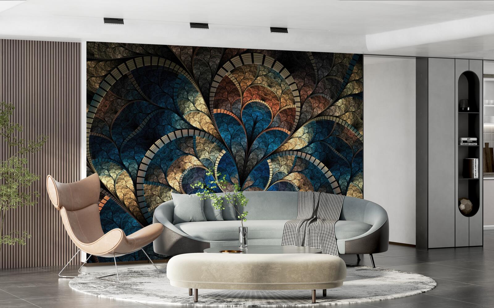 Fototapeta tmavomodré a zlaté figúrky