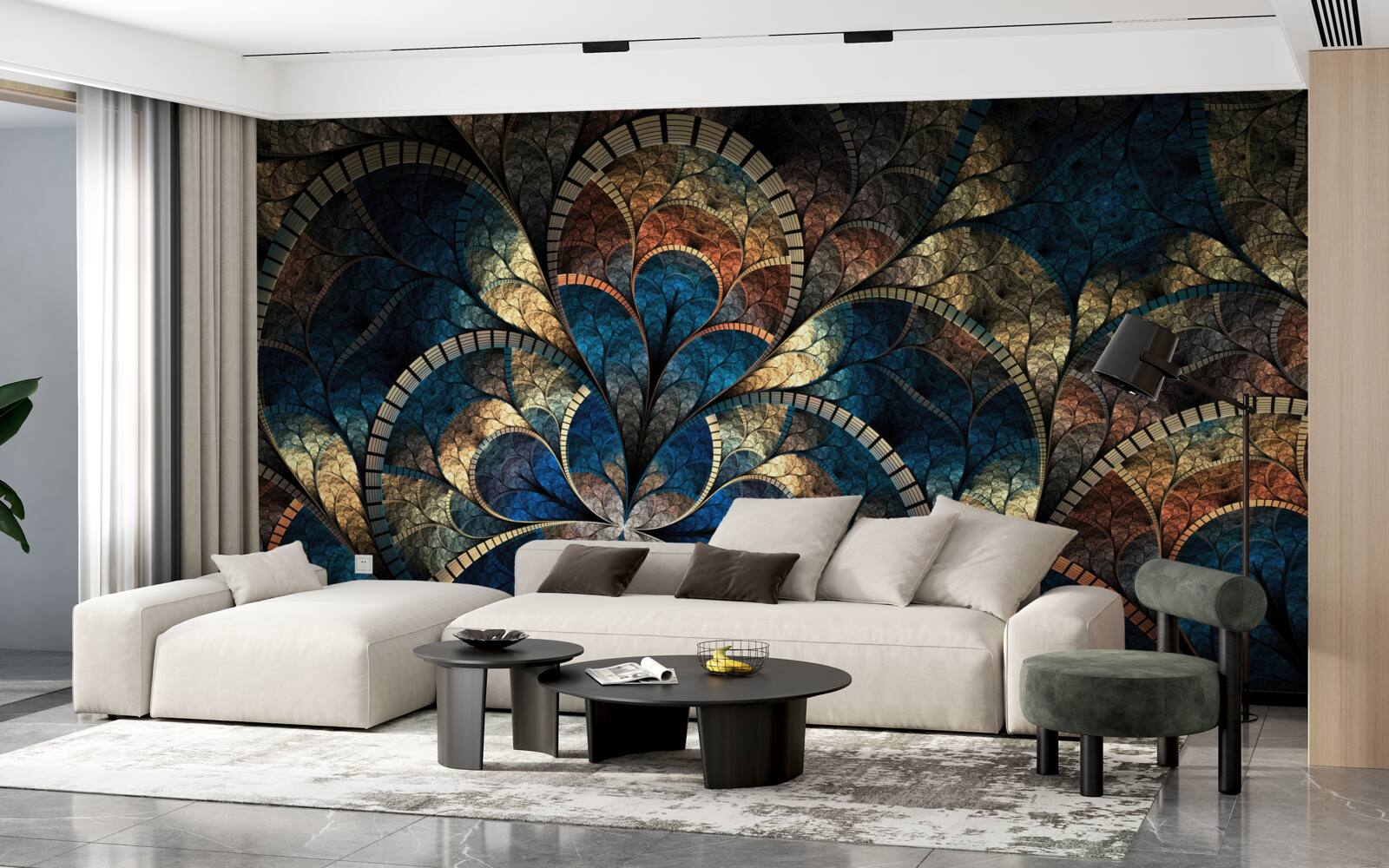 Fototapeta tmavomodré a zlaté figúrky