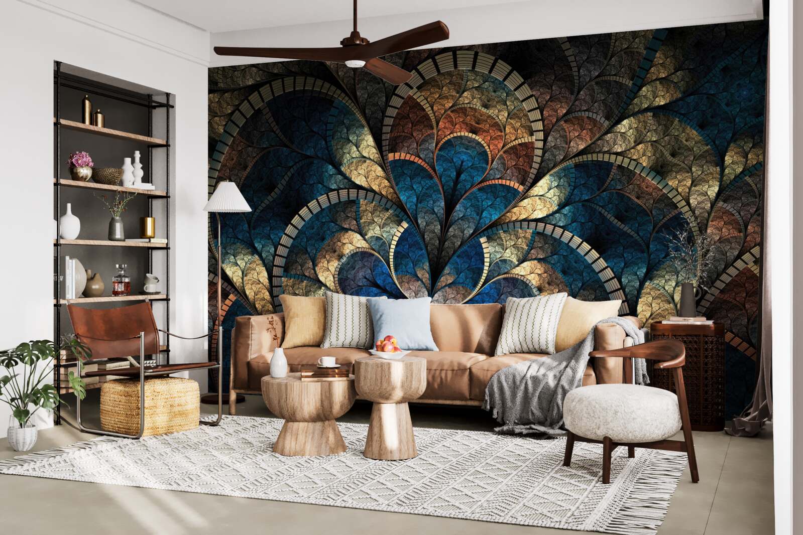 Fototapeta tmavomodré a zlaté figúrky