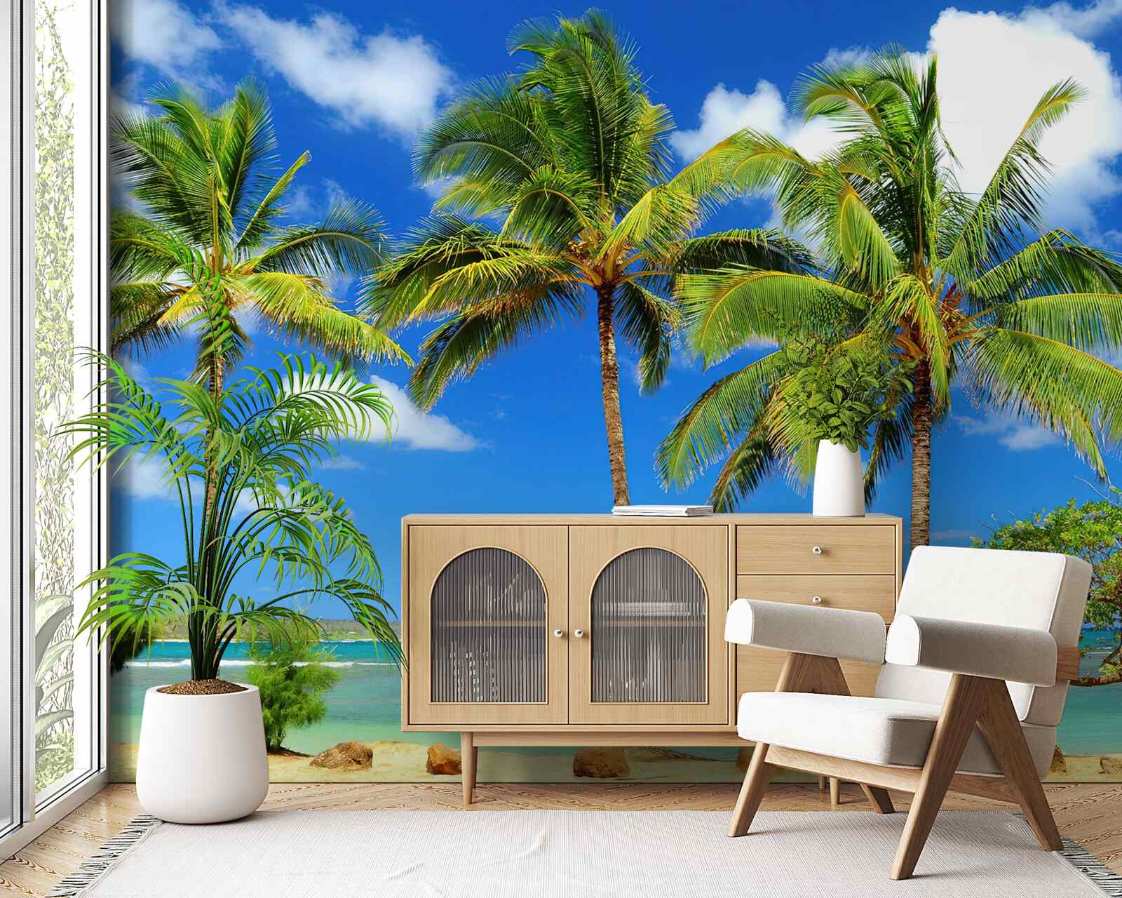 Fototapeta palmy na piesočnom pobreží