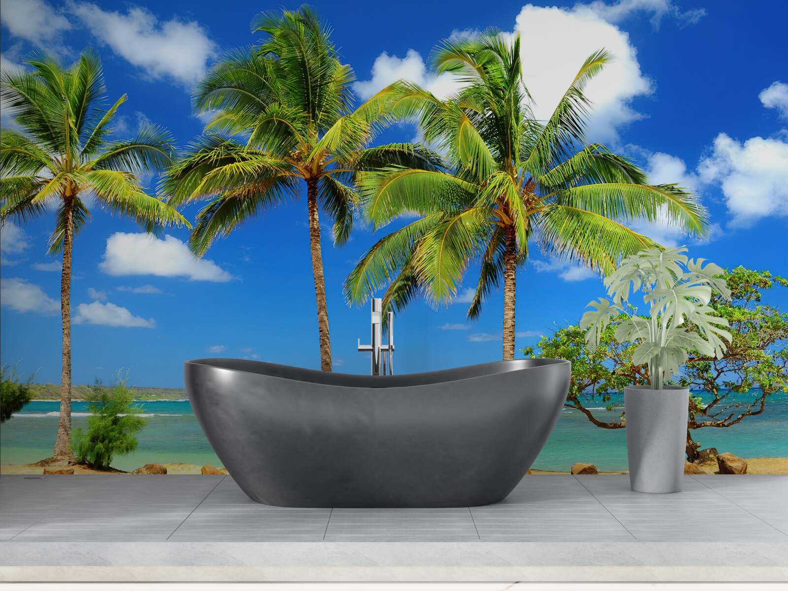 Fototapeta palmy na piesočnom pobreží