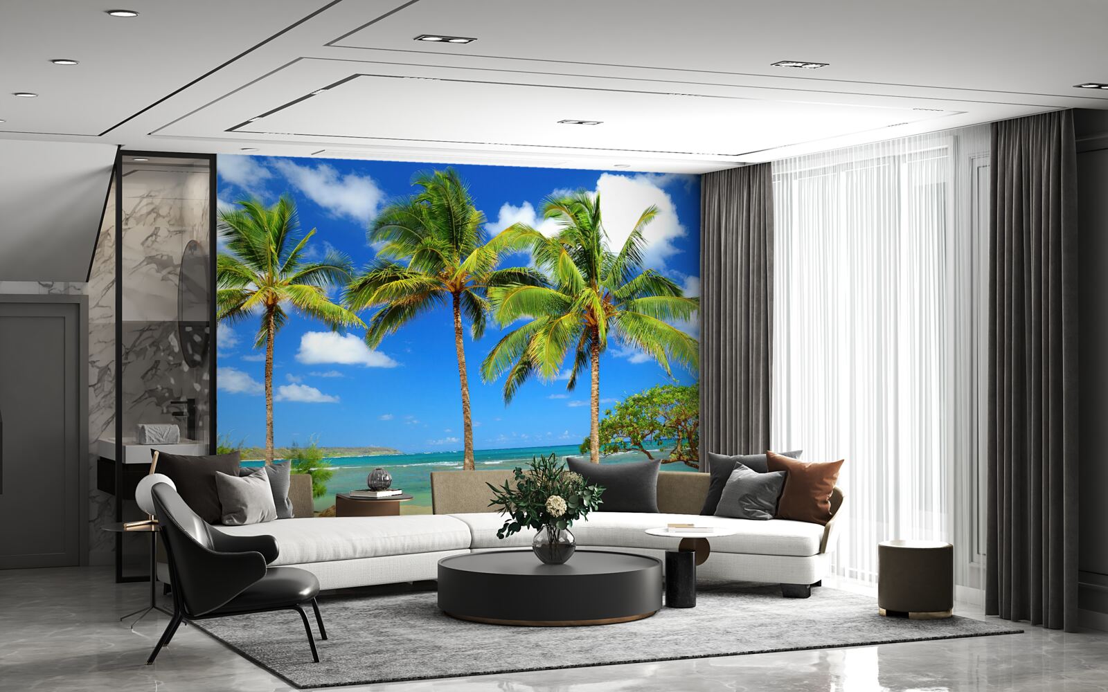 Fototapeta palmy na piesočnom pobreží