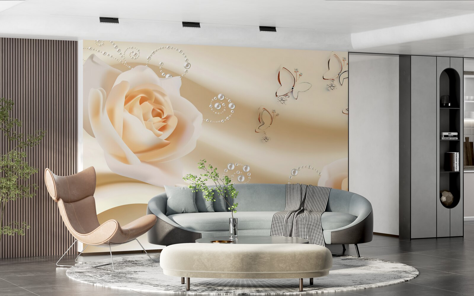 Fototapeta látka krémovej farby a pár ruží