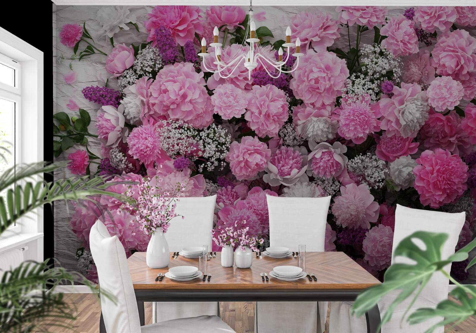 Fototapeta veľké množstvo ružových pivoniek