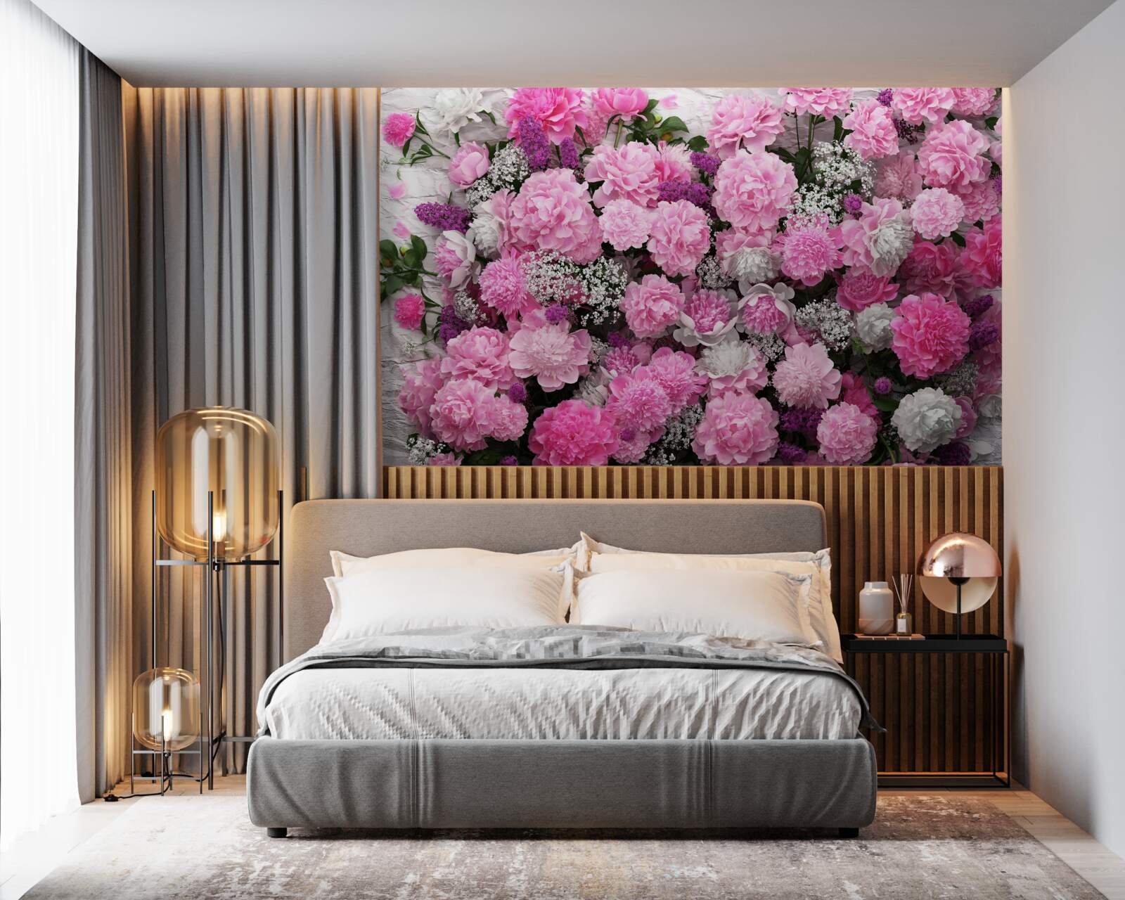 Fototapeta veľké množstvo ružových pivoniek