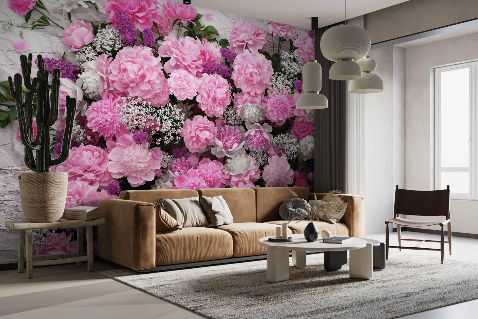 Fototapeta veľké množstvo ružových pivoniek