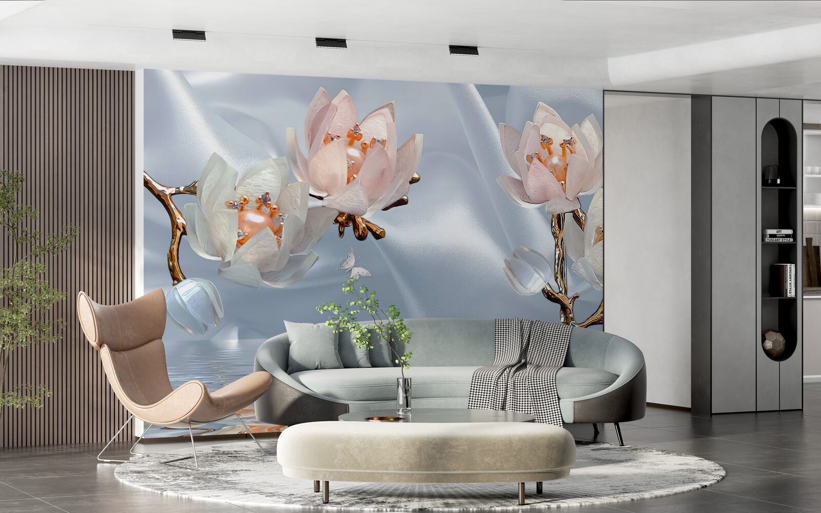 Fototapeta na konároch nad vodou kvitli veľké biele kvety