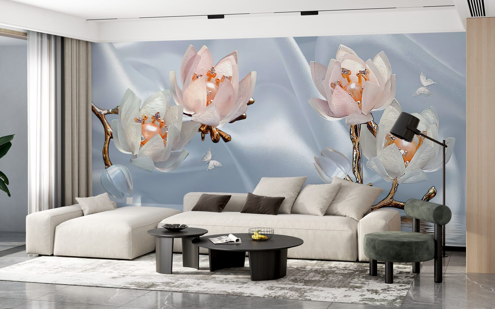 Fototapeta na konároch nad vodou kvitli veľké biele kvety