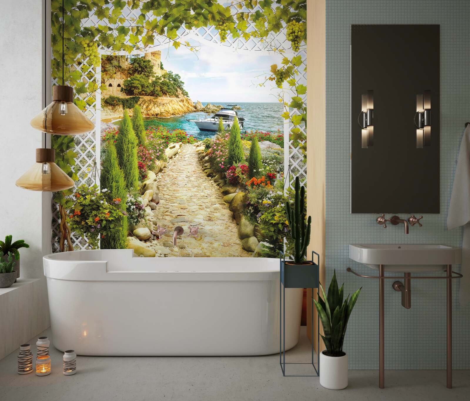 Fototapeta cesta k moru a lodi