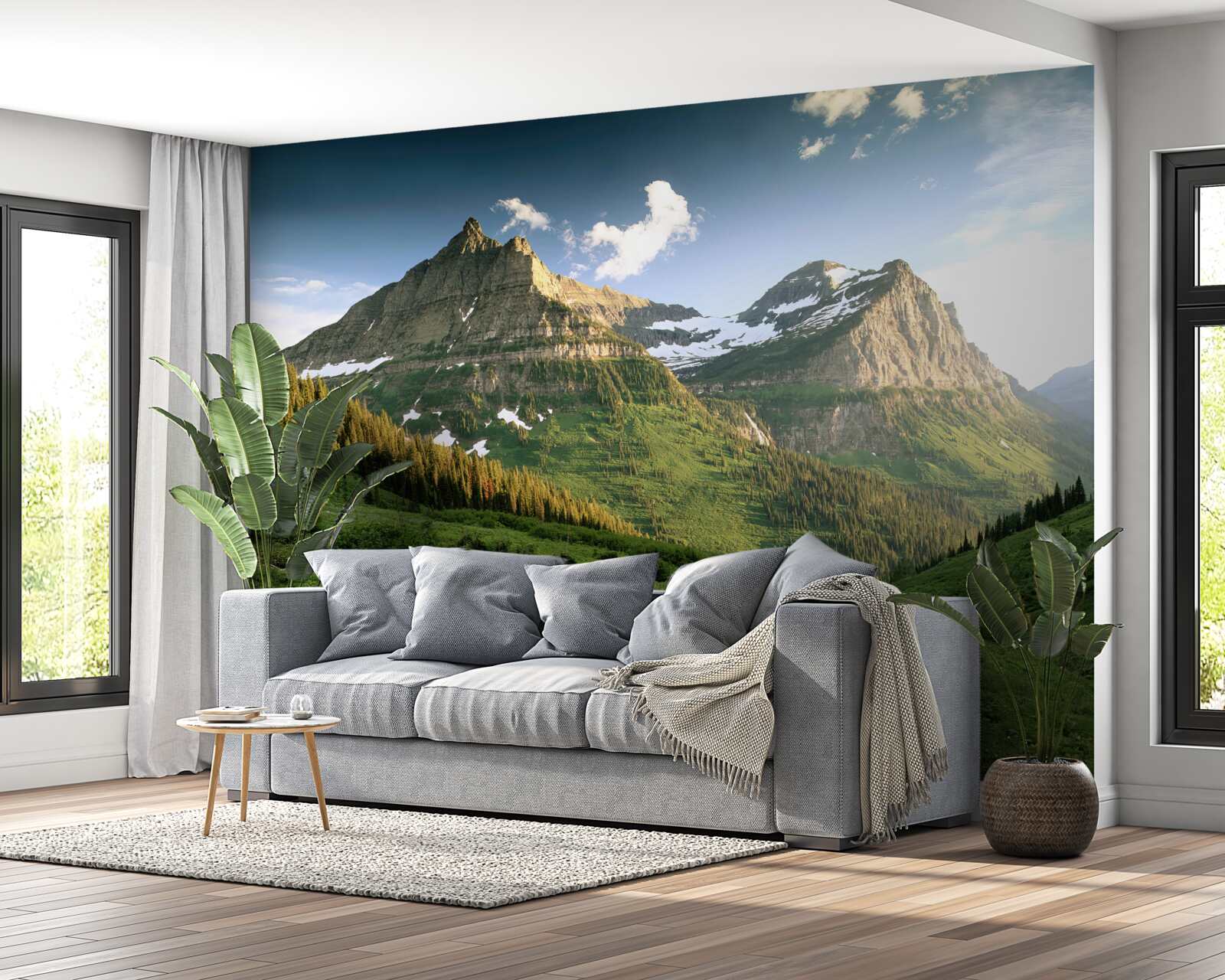 Fototapeta pohľad z trávnika na majestátne hory