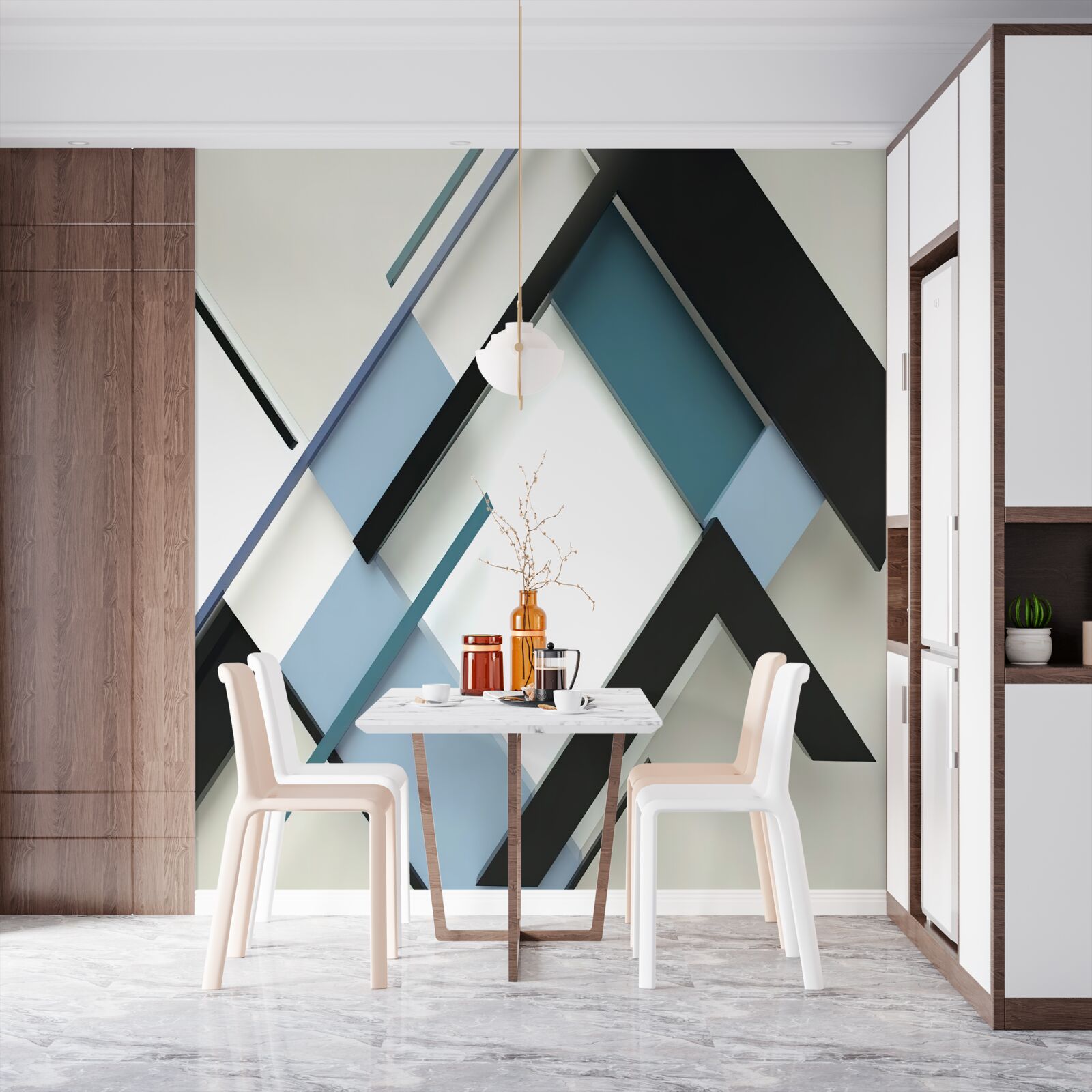 Fototapeta modré a čierne čiary