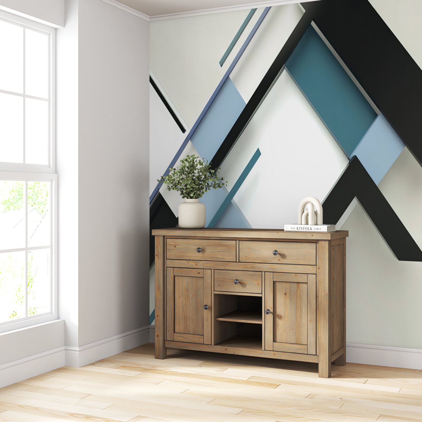 Fototapeta modré a čierne čiary