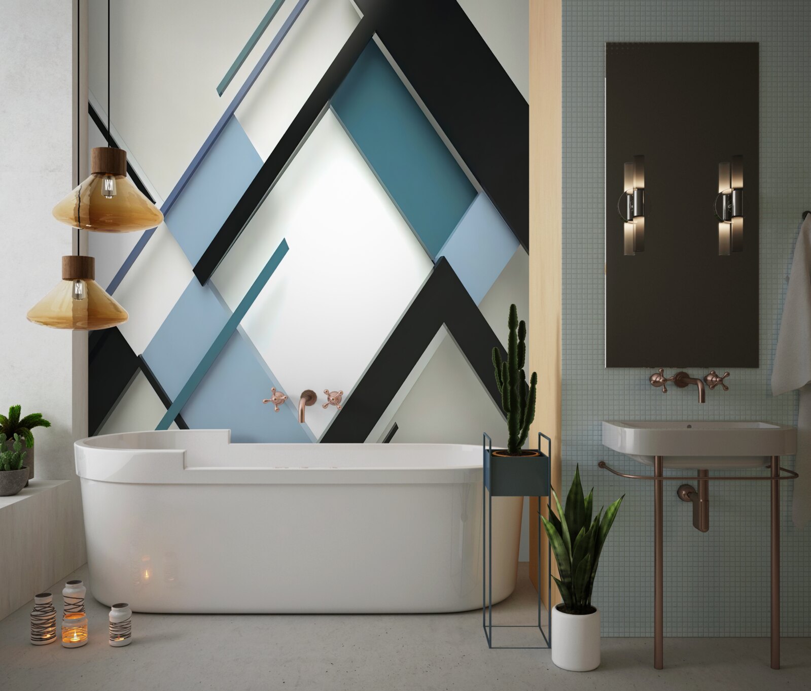 Fototapeta modré a čierne čiary