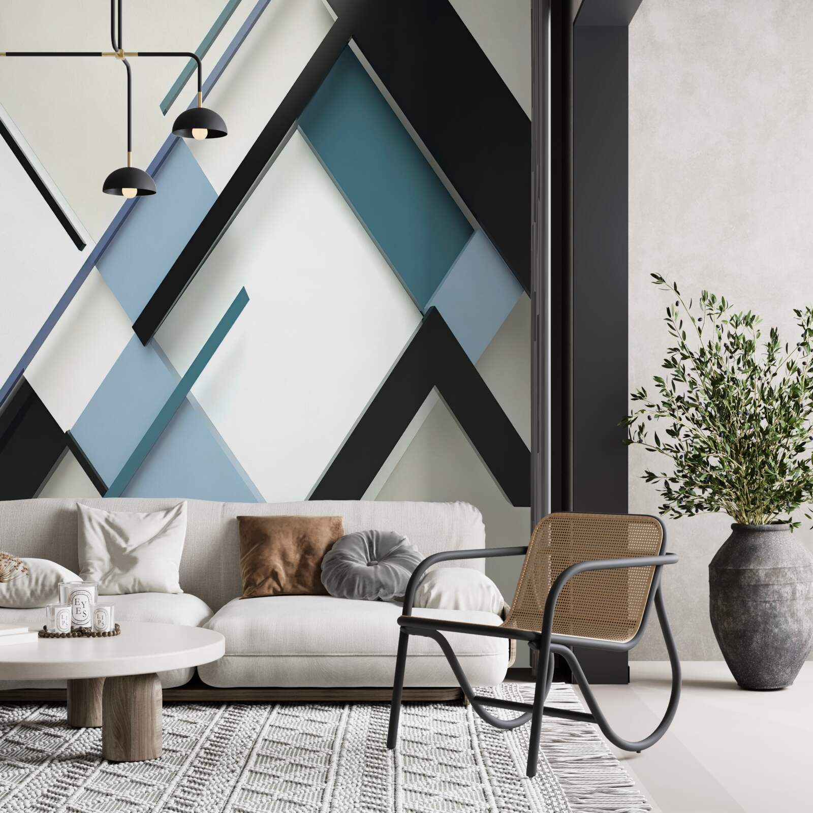 Fototapeta modré a čierne čiary