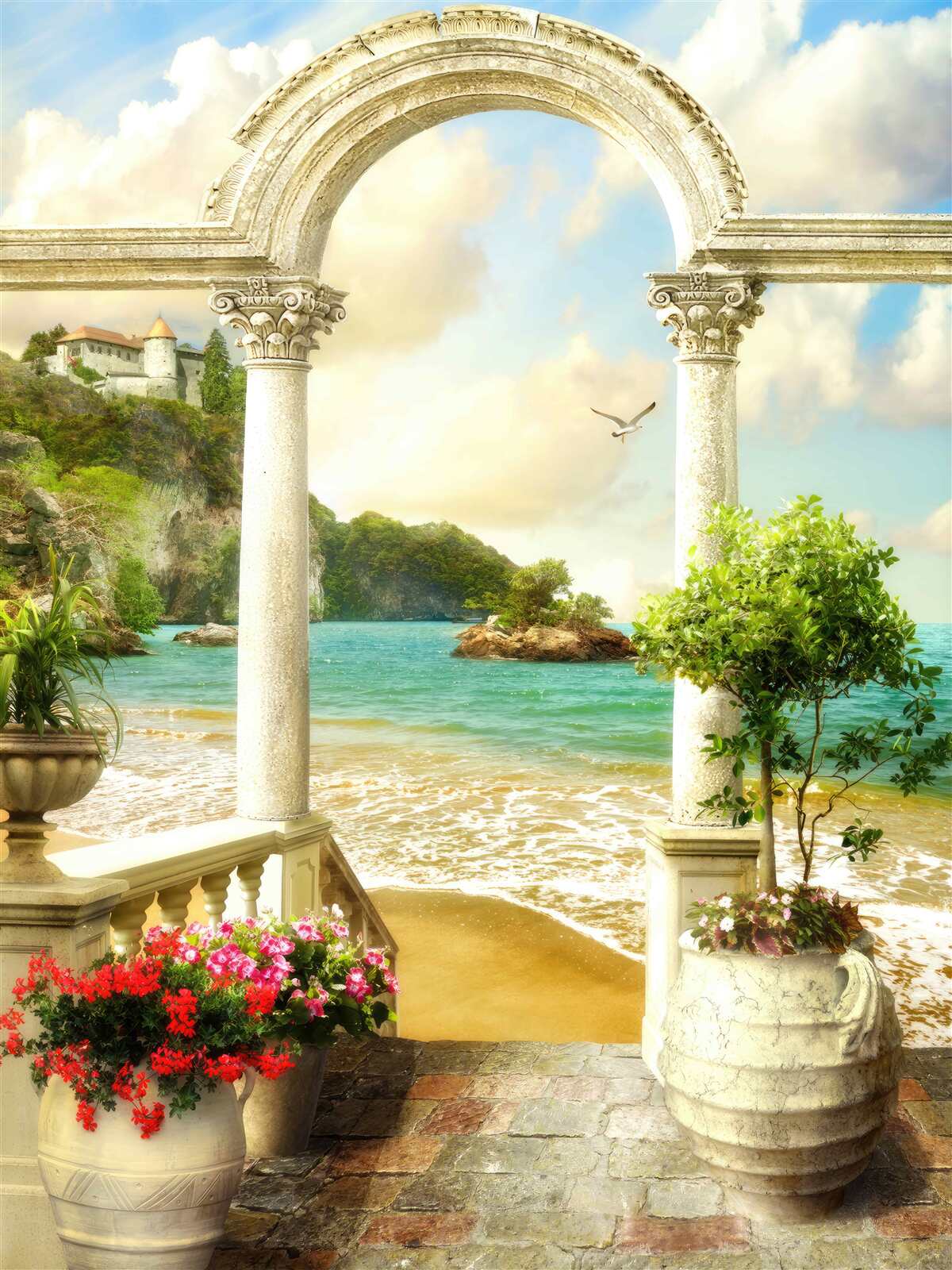 Fototapeta stĺp na piesočnatom pobreží