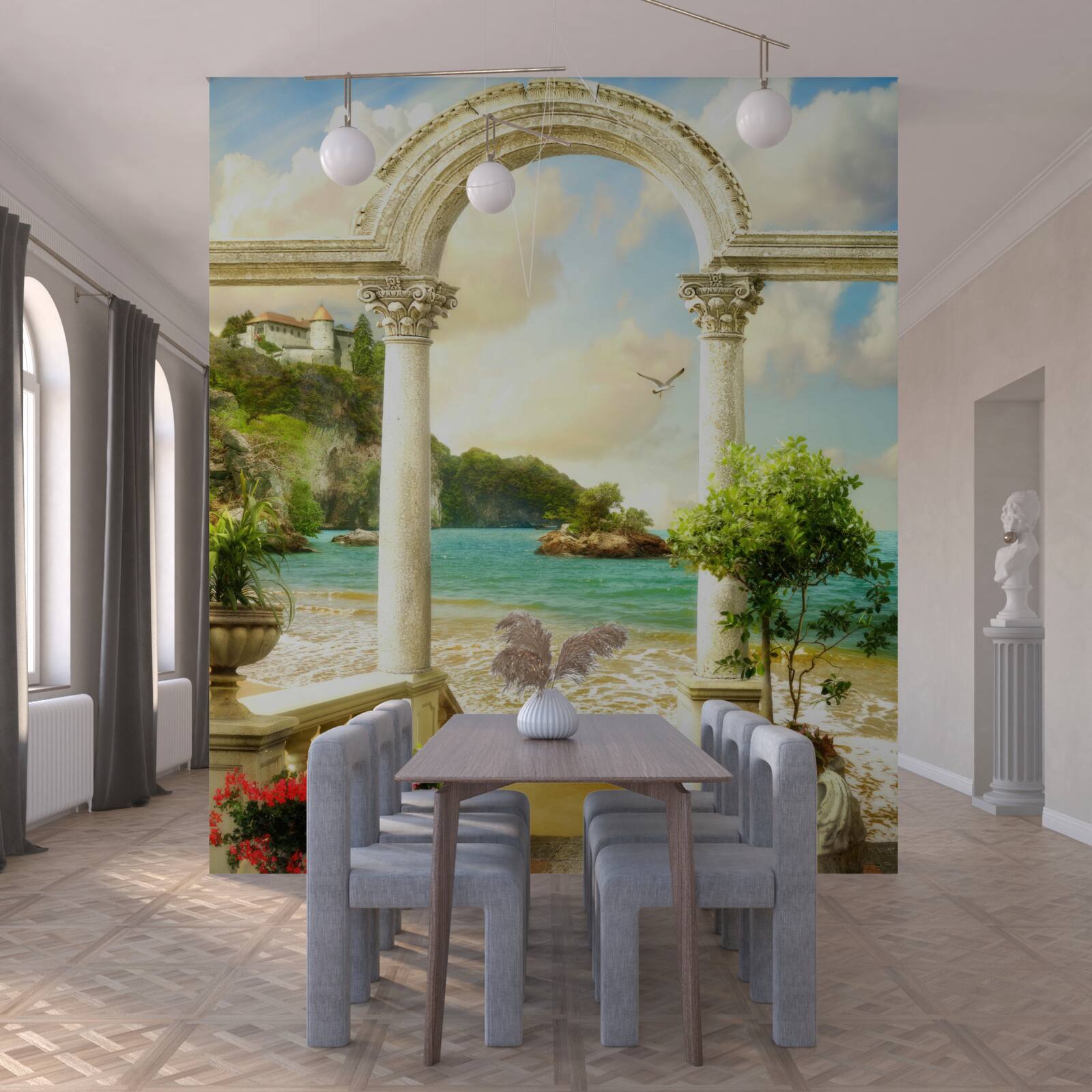 Fototapeta stĺp na piesočnatom pobreží