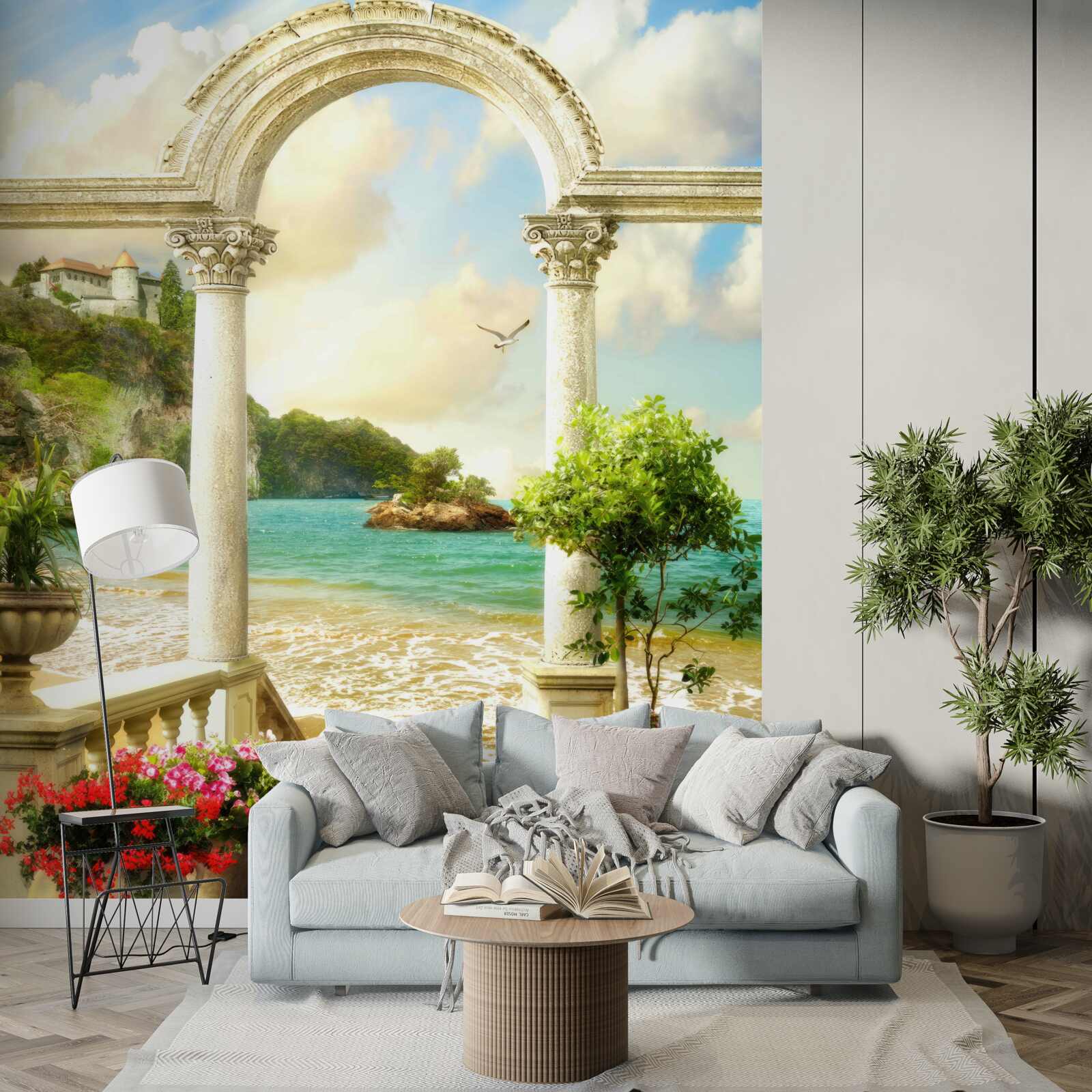 Fototapeta stĺp na piesočnatom pobreží