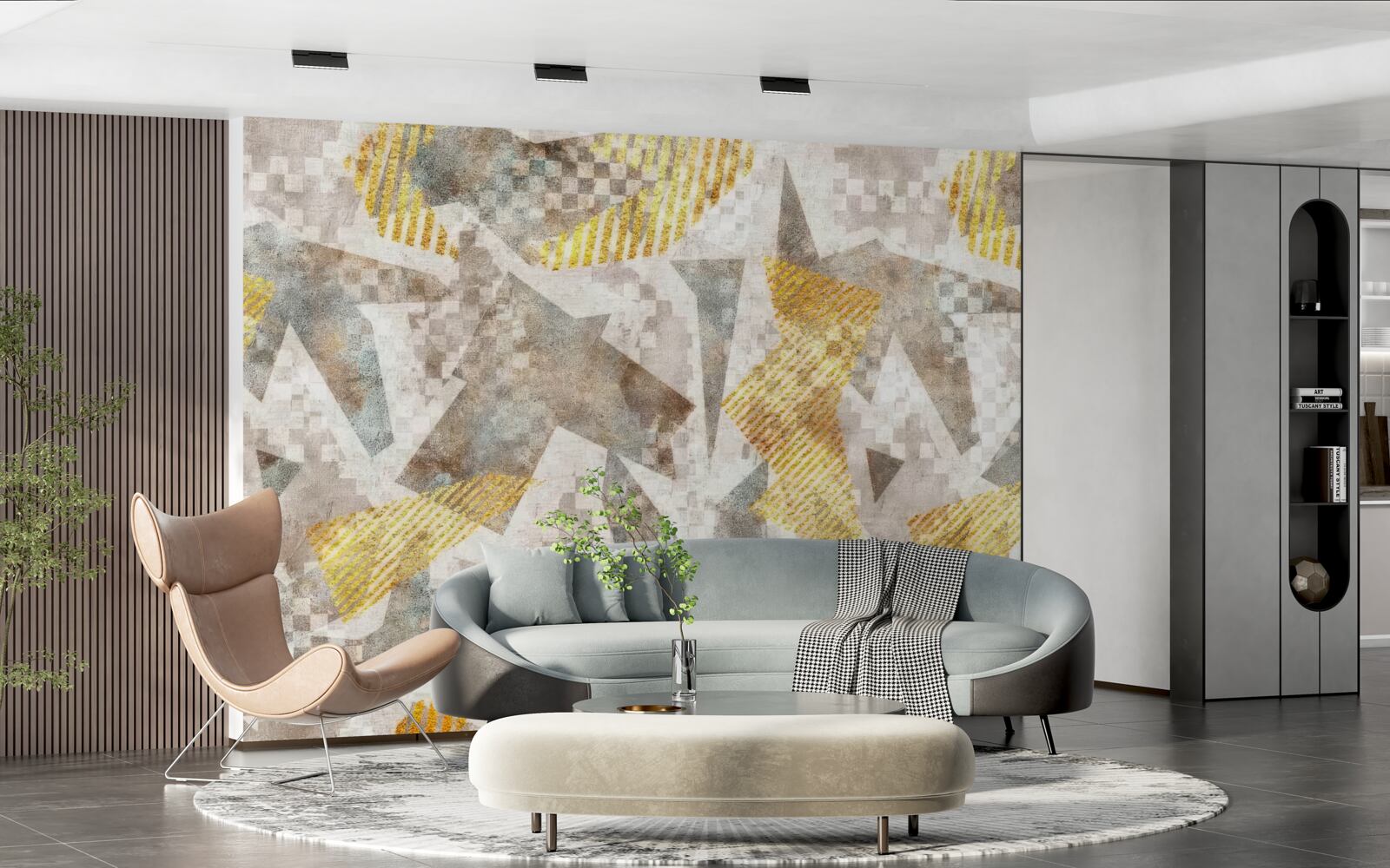 Fototapeta postavy s abstraktnými tvarmi a farbami