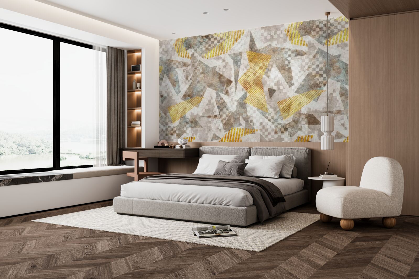 Fototapeta postavy s abstraktnými tvarmi a farbami