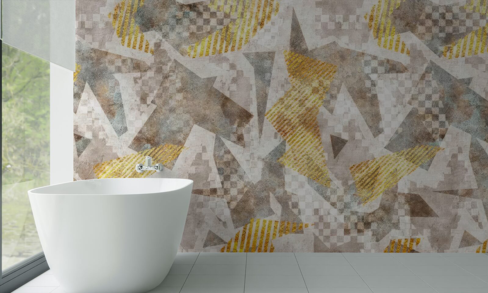 Fototapeta postavy s abstraktnými tvarmi a farbami