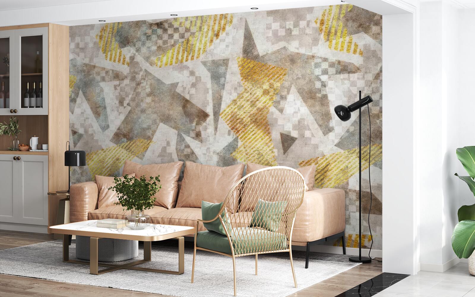 Fototapeta postavy s abstraktnými tvarmi a farbami