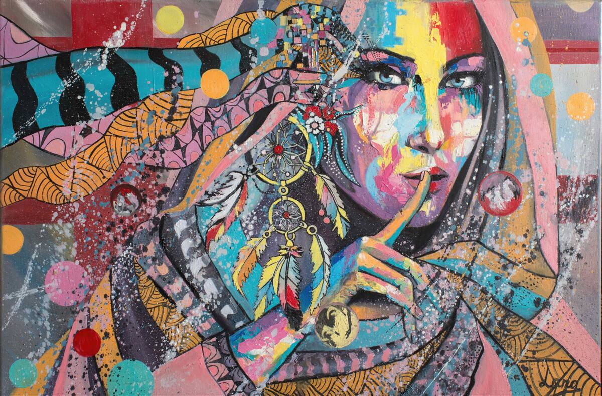 Fototapeta dievča ilustrácie v rôznych jasných farbách