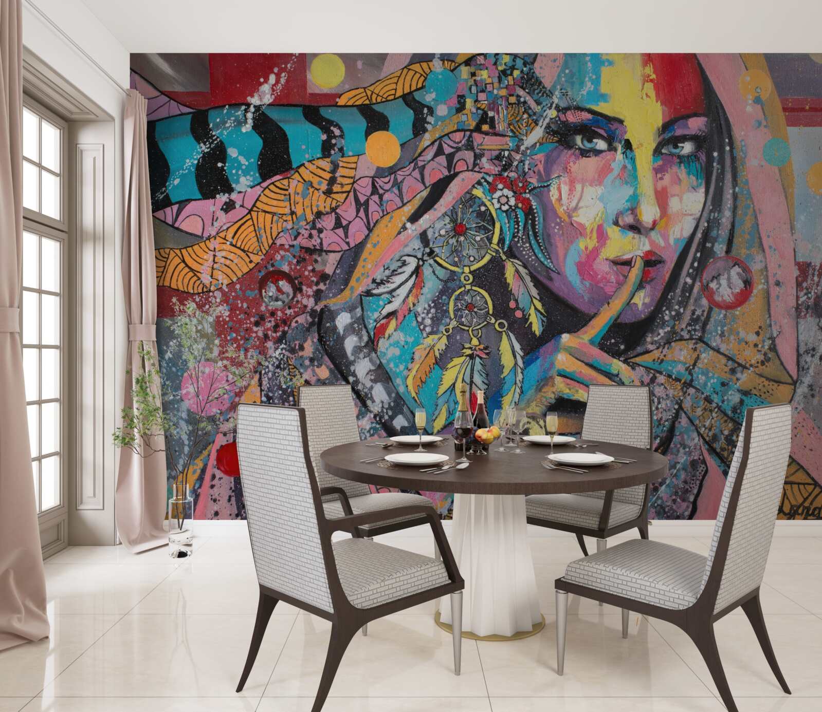 Fototapeta dievča ilustrácie v rôznych jasných farbách