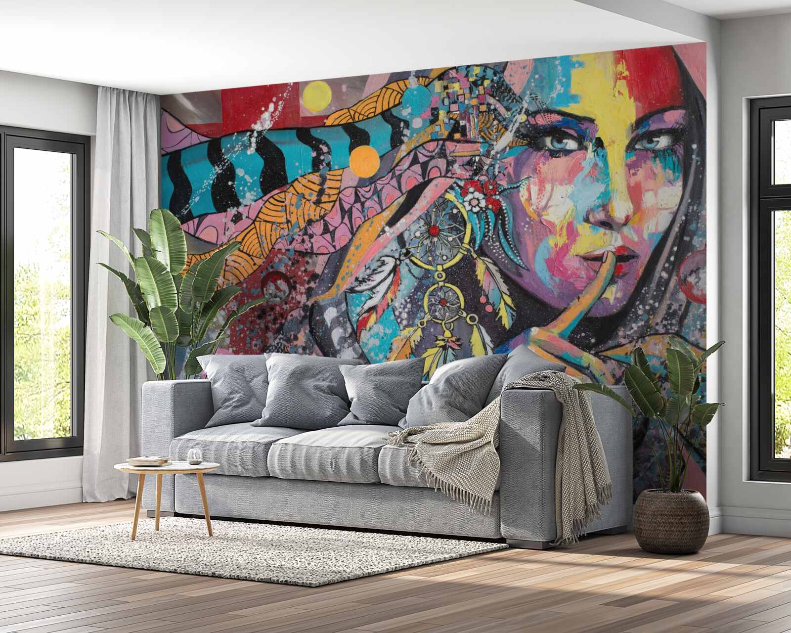 Fototapeta dievča ilustrácie v rôznych jasných farbách