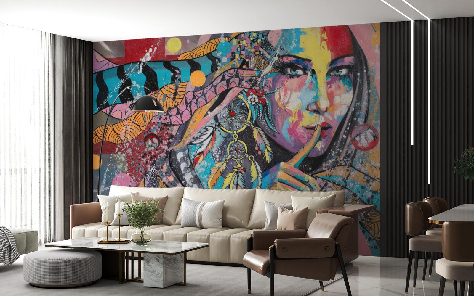 Fototapeta dievča ilustrácie v rôznych jasných farbách