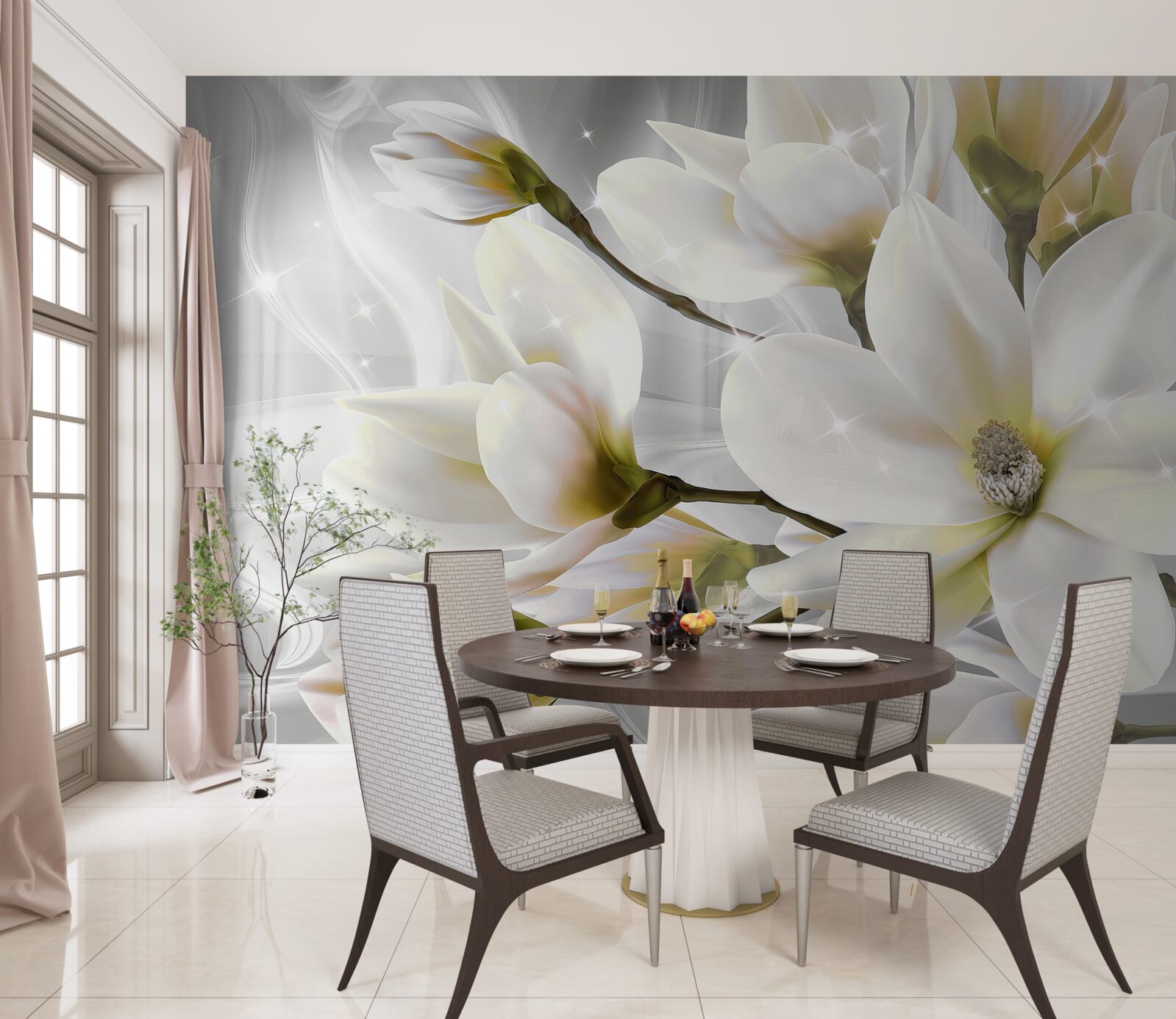 Fototapeta veľké snehobiele krásne kvety